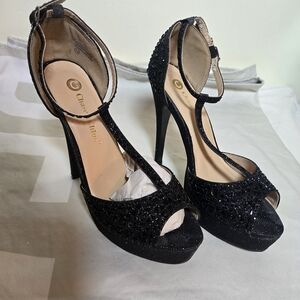 Chase + Chloe Black Sparkle Heels